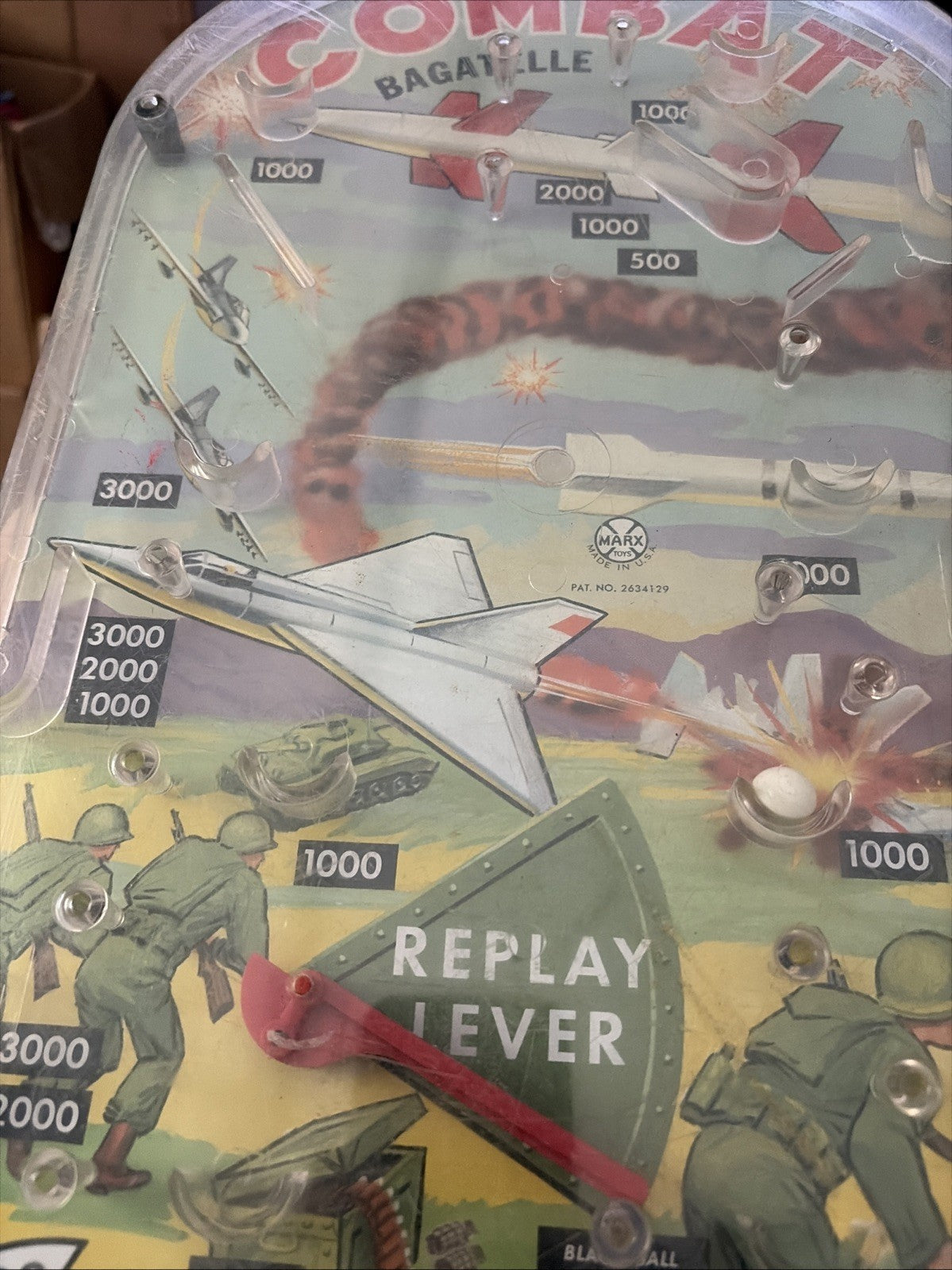 Vintage 1950s Marx Toys "COMBAT”  Table Top Pinball Game