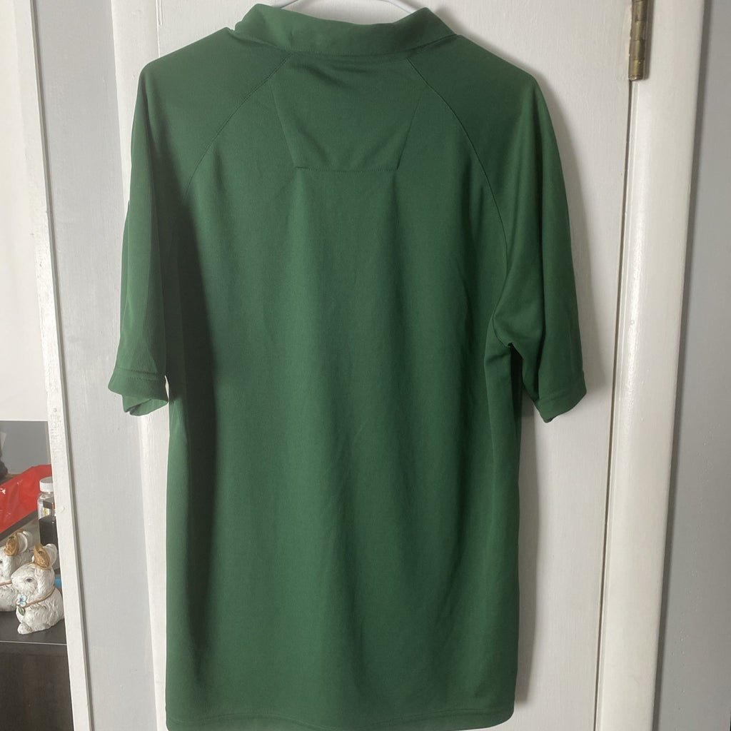 Paragon men’s green white striped polo shirt size medium short sleeve