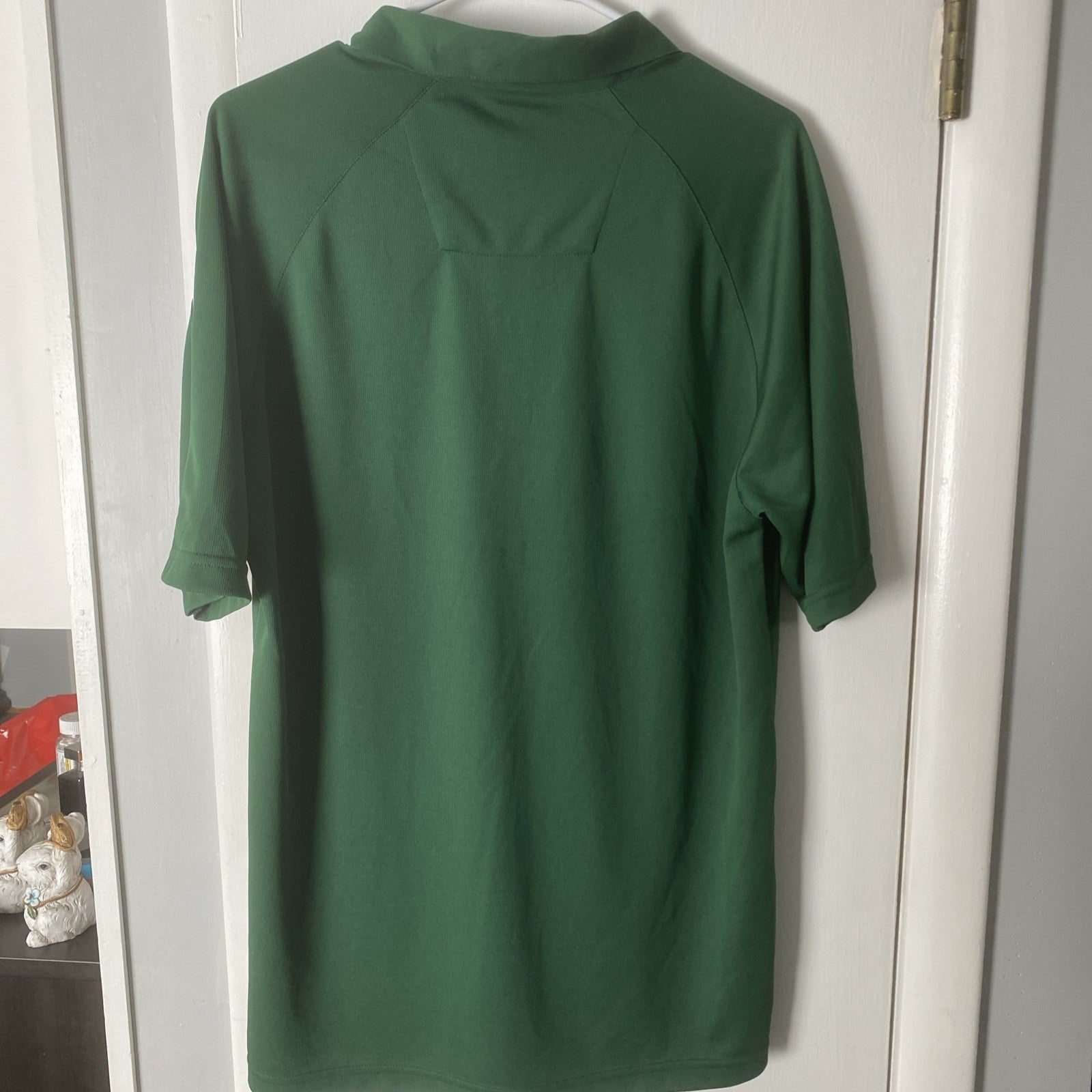 Paragon men’s green white striped polo shirt size medium short sleeve