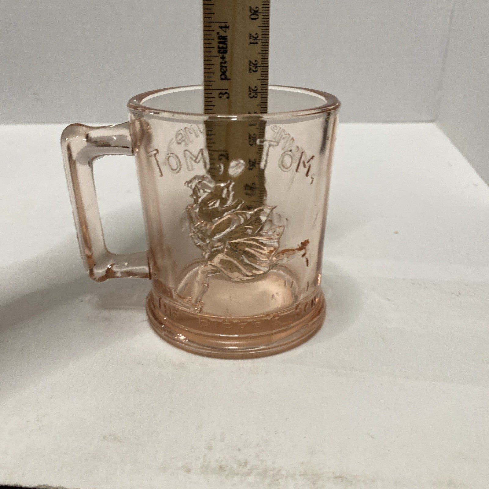 Vintage Pink Depression Glass Cup Mug Humpty Dumpty Tom Tom