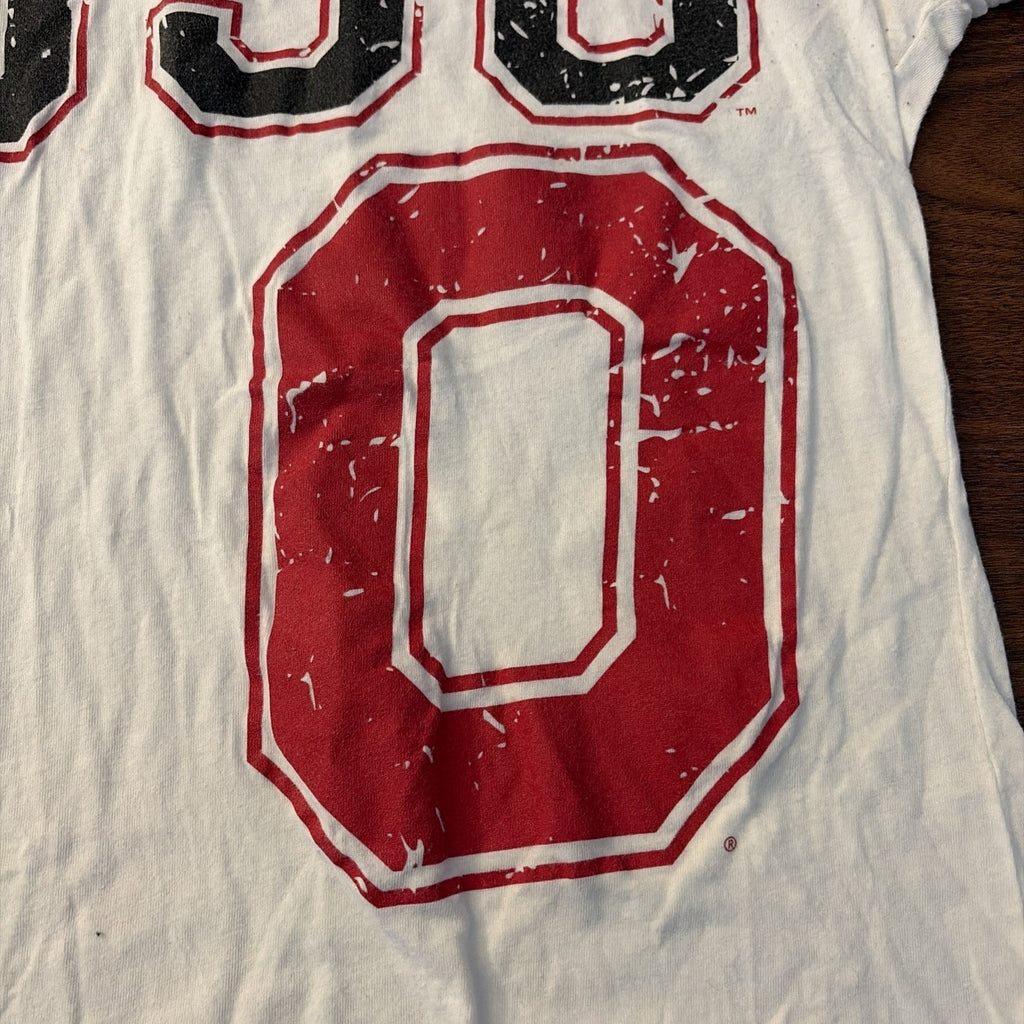 Ohio State University Retro Medium Womens White Graphic Logo Tshirt NCAA