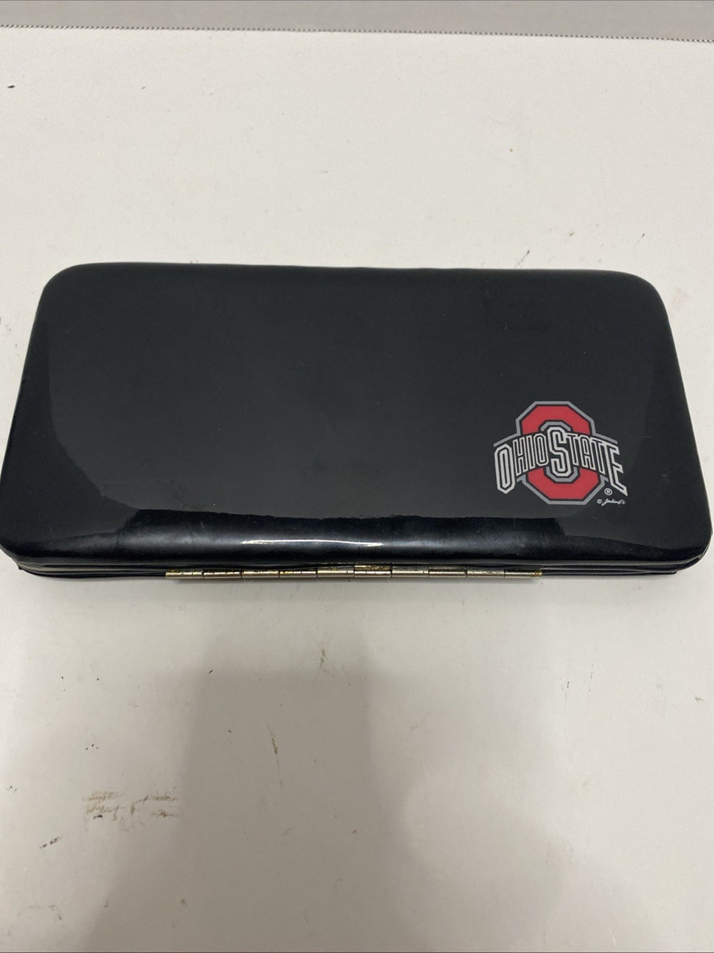 OHIO STATE Ladies Black Flat Snap Wallet 7.5'' W x 4.5" L  x 5/8" D