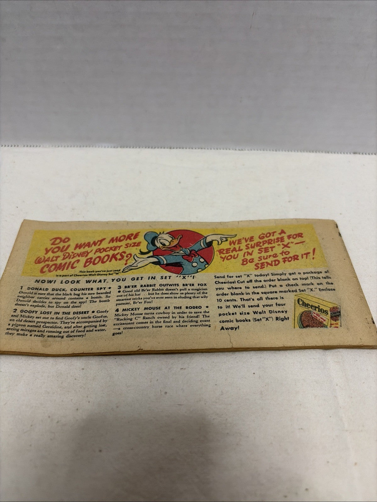 Vintage SUPER RARE Donald Duck And Pirates Walt Disney And Cheerios Comic Book.