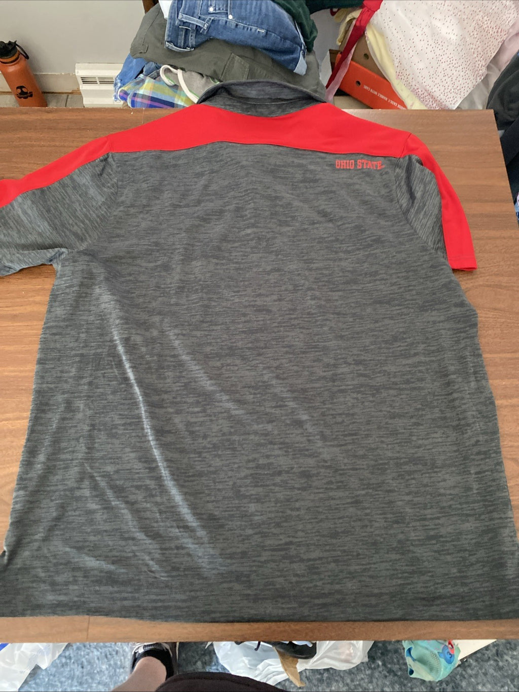 Varsity Ohio State Buckeyes Polo Shirt Mens Size 2XL Gray Short Sleeve Poly
