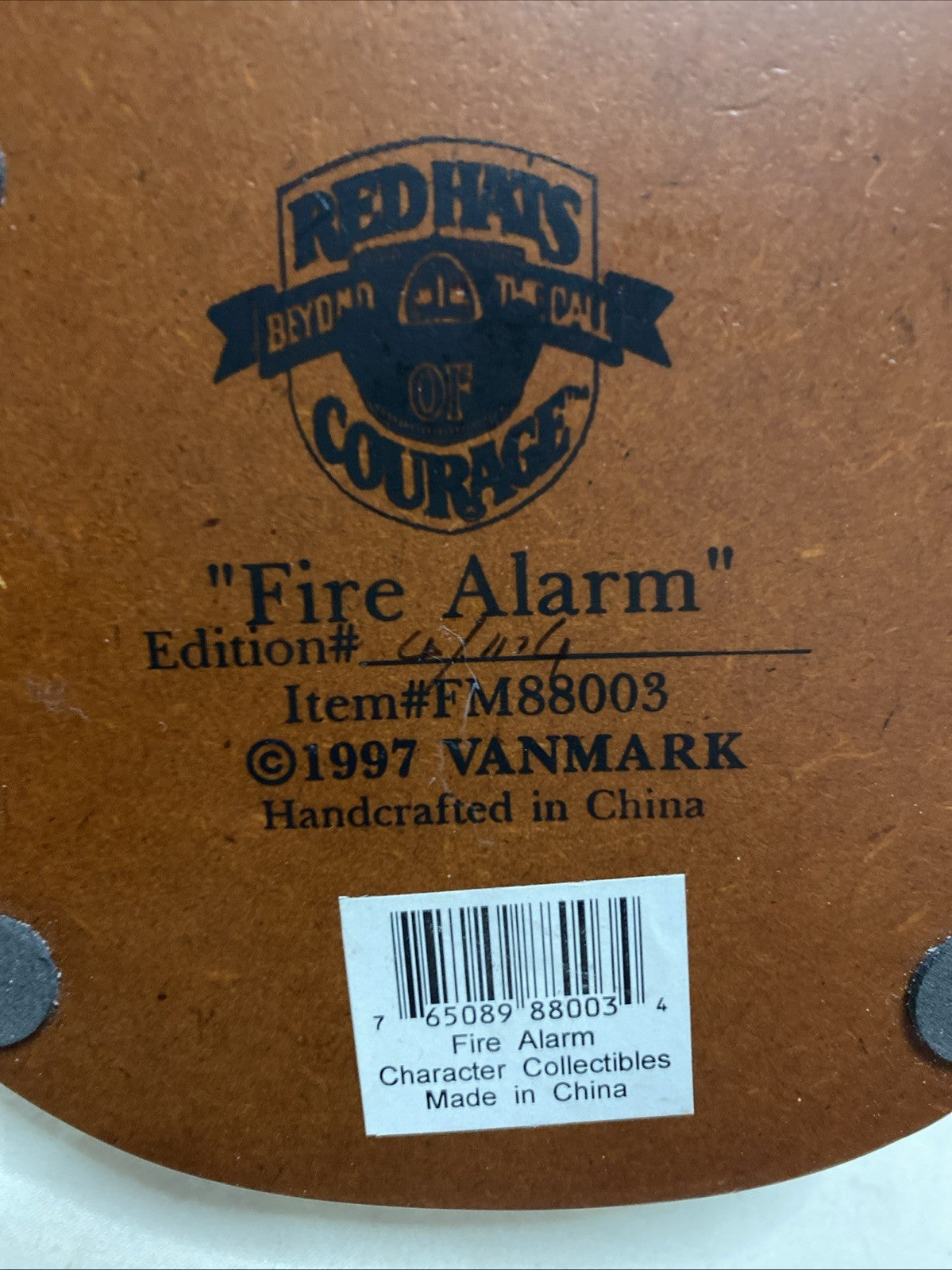 Fire Alarm Firefighter Figurine Vanmark Red Hats of Courage 1997