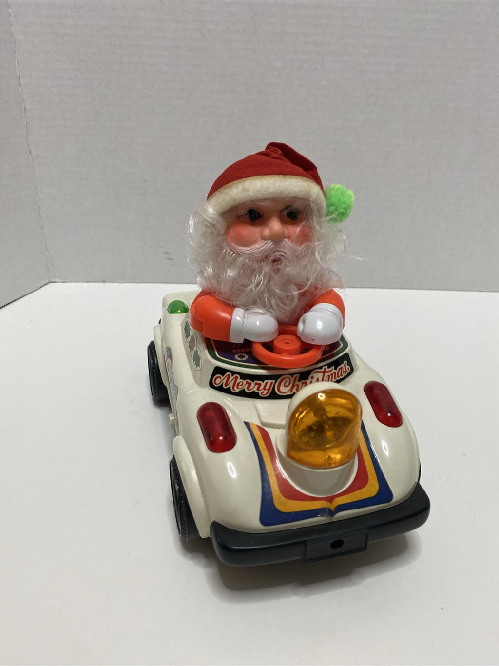 Vintage Santa Cartoon Car Light Up Bump & Go Action Son Al Toys 1983 Works Great