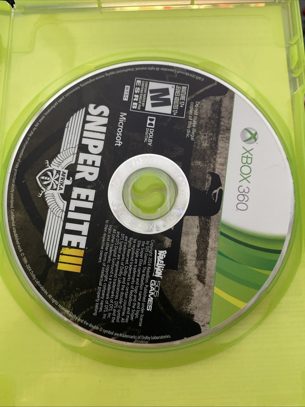 Microsoft XBOX 360 Sniper Elite III Video Game/Very Good Condition/Pre-owned