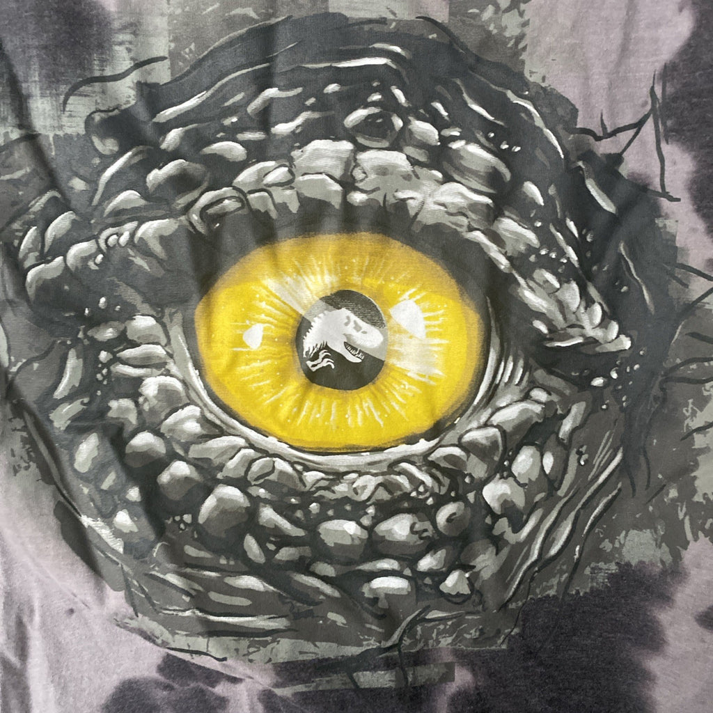 Jurassic World Gray /Black Tie Dye Tee Shirt T-Shirt Big Yellow Eye On Chest S