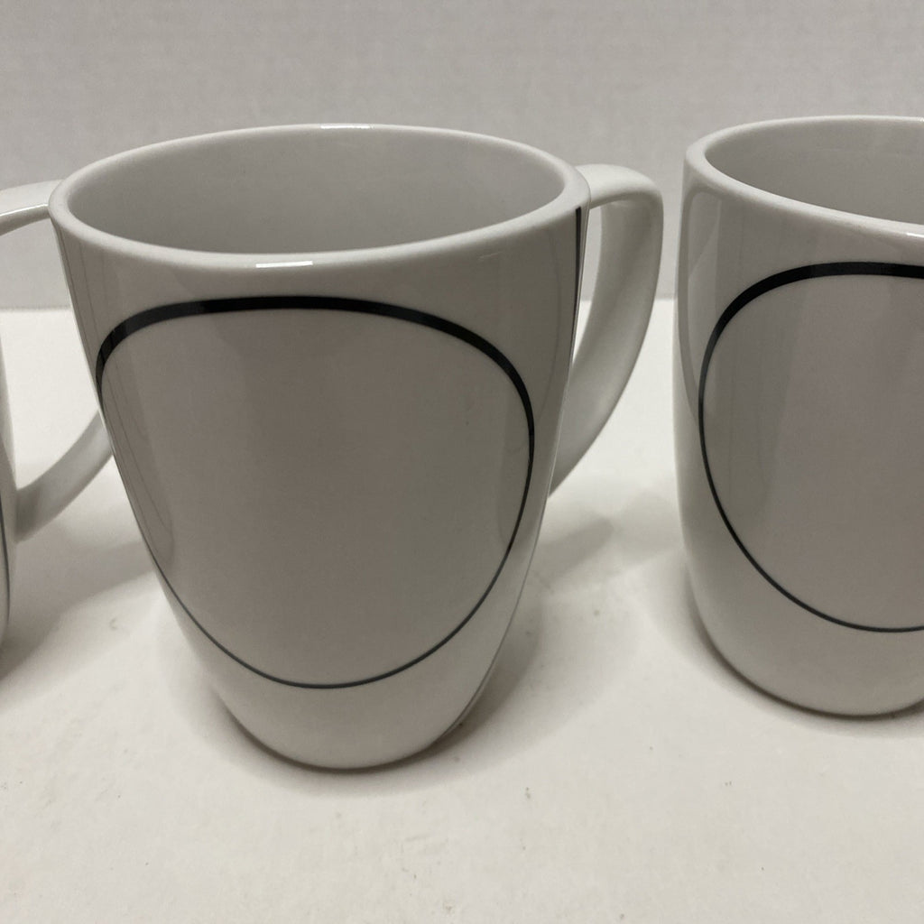 Corelle Coordinates Set of 4 Porcelain SIMPLE LINES Black & White Coffee Mugs