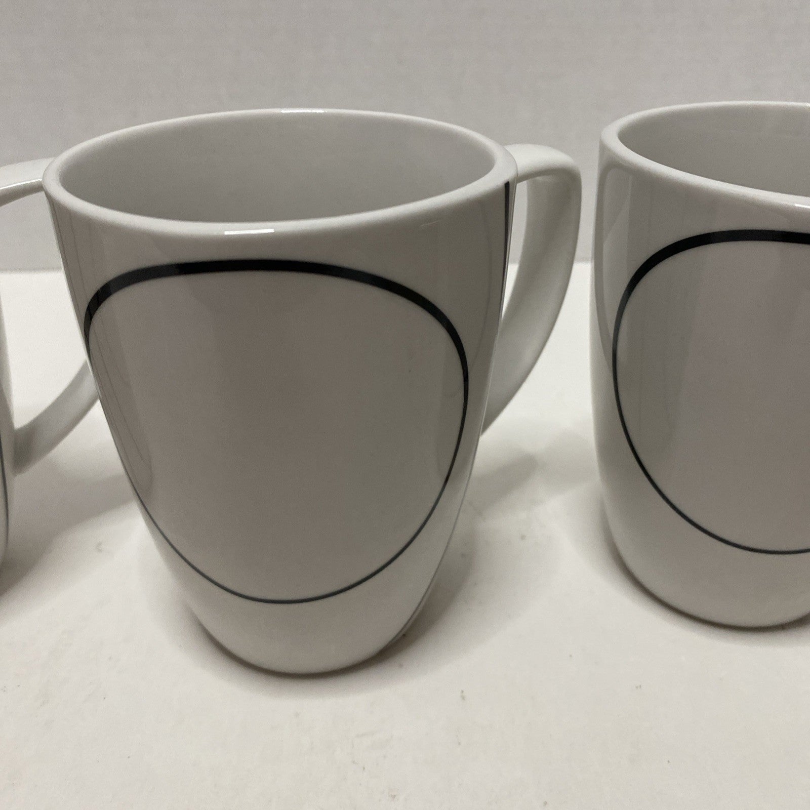 Corelle Coordinates Set of 4 Porcelain SIMPLE LINES Black & White Coffee Mugs
