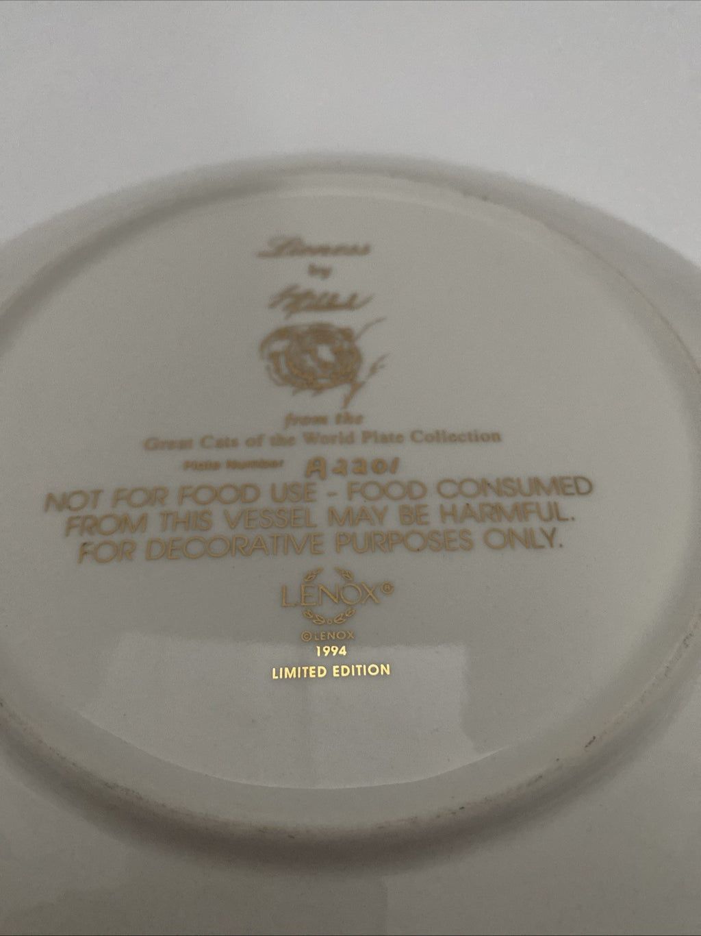 Vintage 1994 Lenox Great Cats of the World Collector Plates Lot Of 5