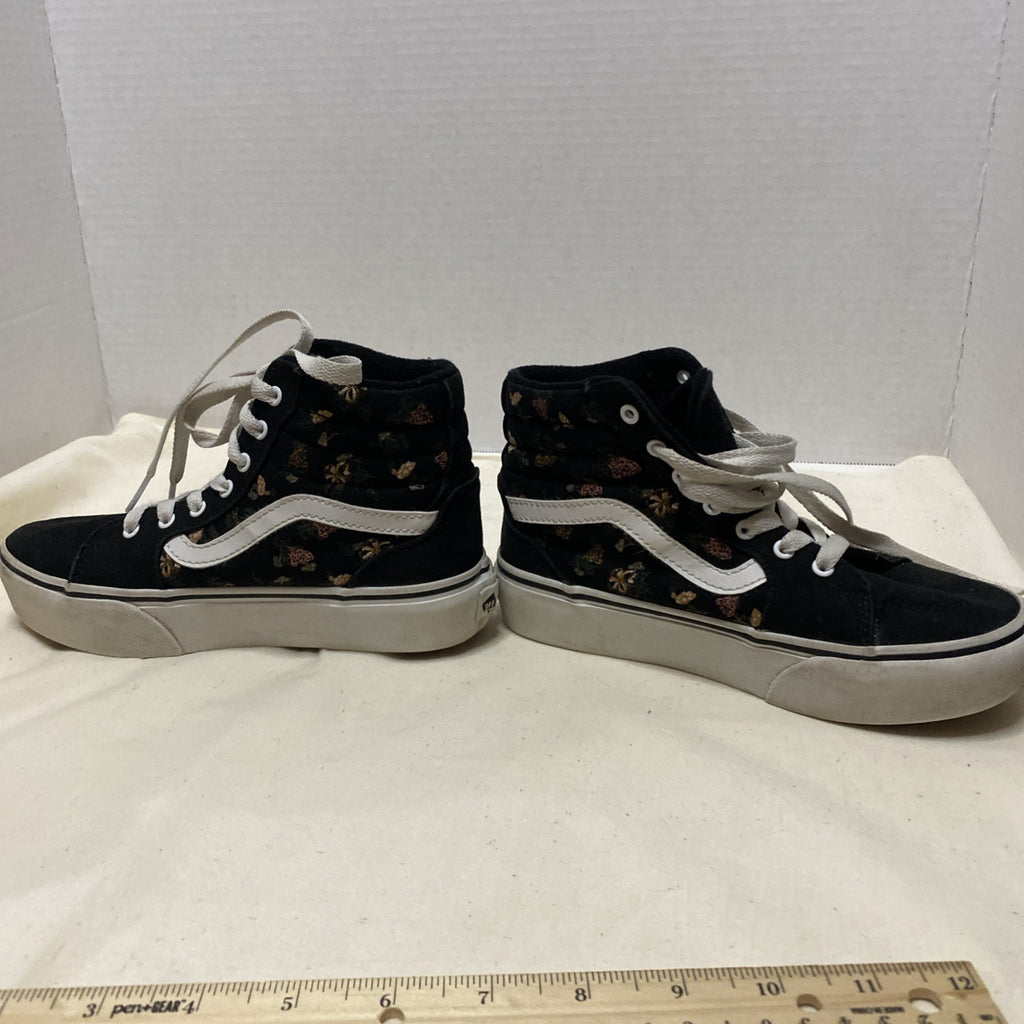 Vans Filmore High Garden Floral Black/White Skate Shoes Sneakers YOUTH Size 2
