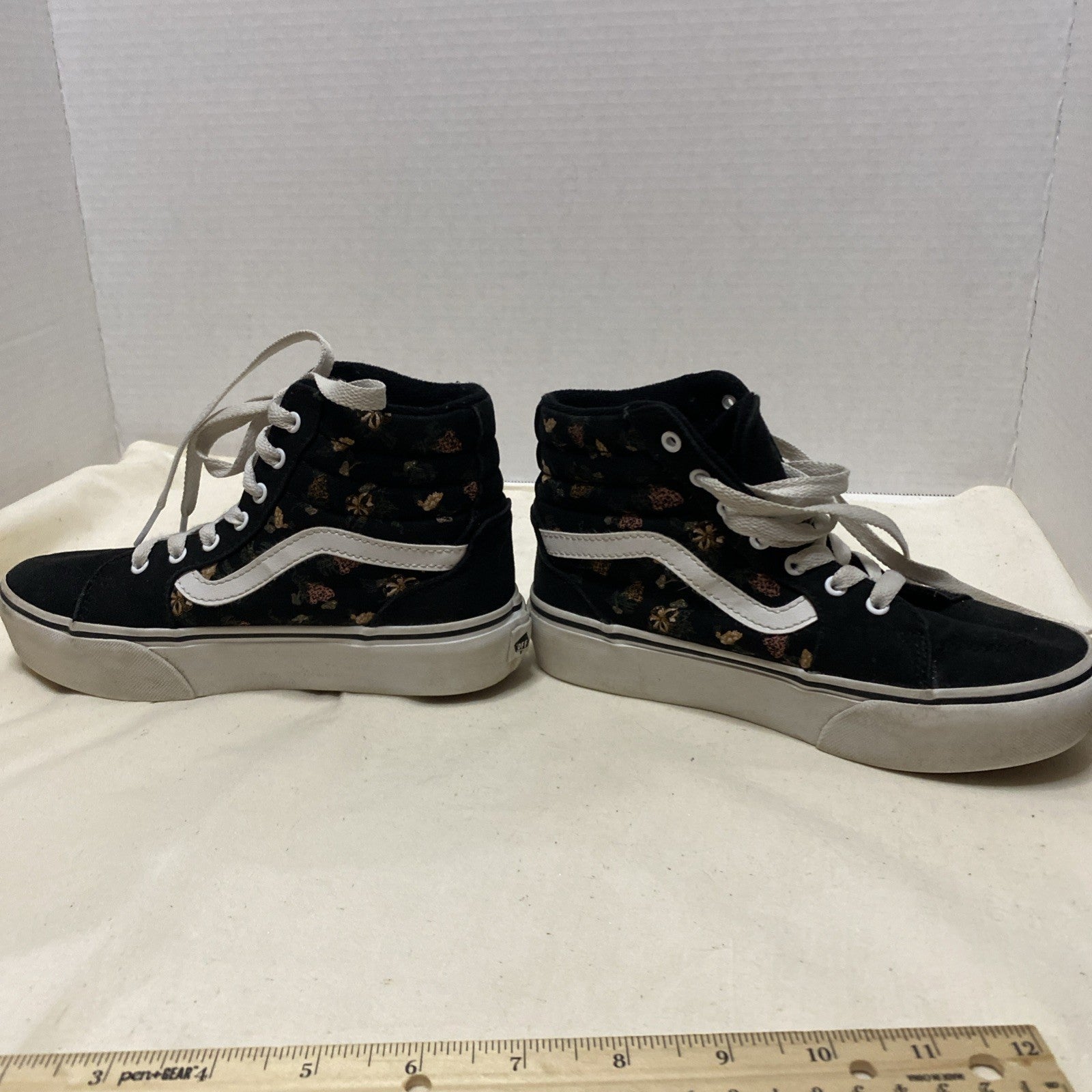Vans Filmore High Garden Floral Black/White Skate Shoes Sneakers YOUTH Size 2