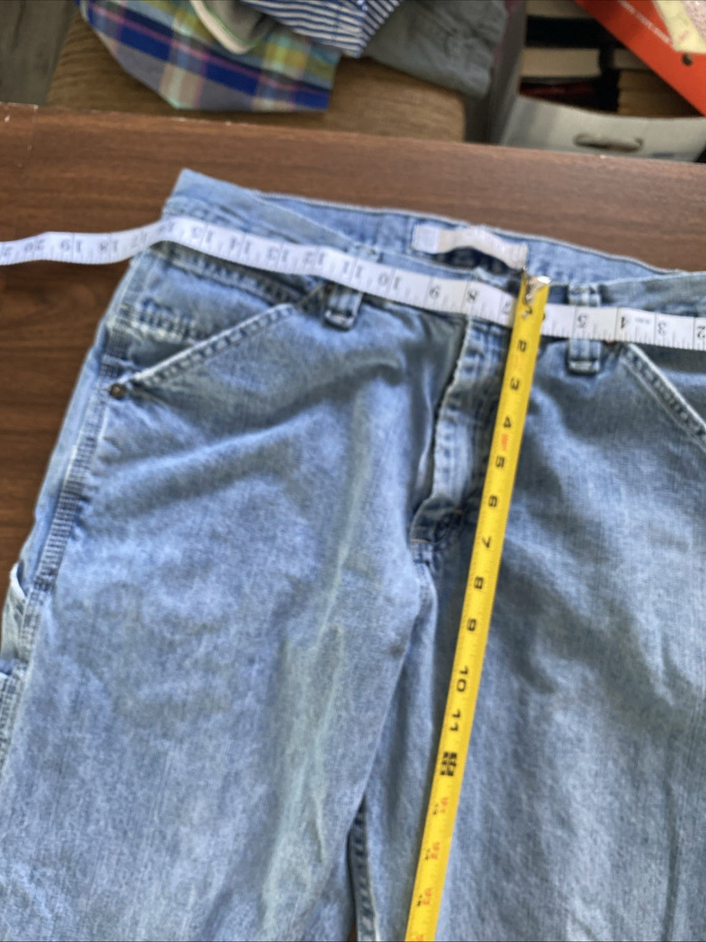 Lee Dungarees Carpenter Jeans Mens 33x32 Blue Denim Workwear Utility Distressed