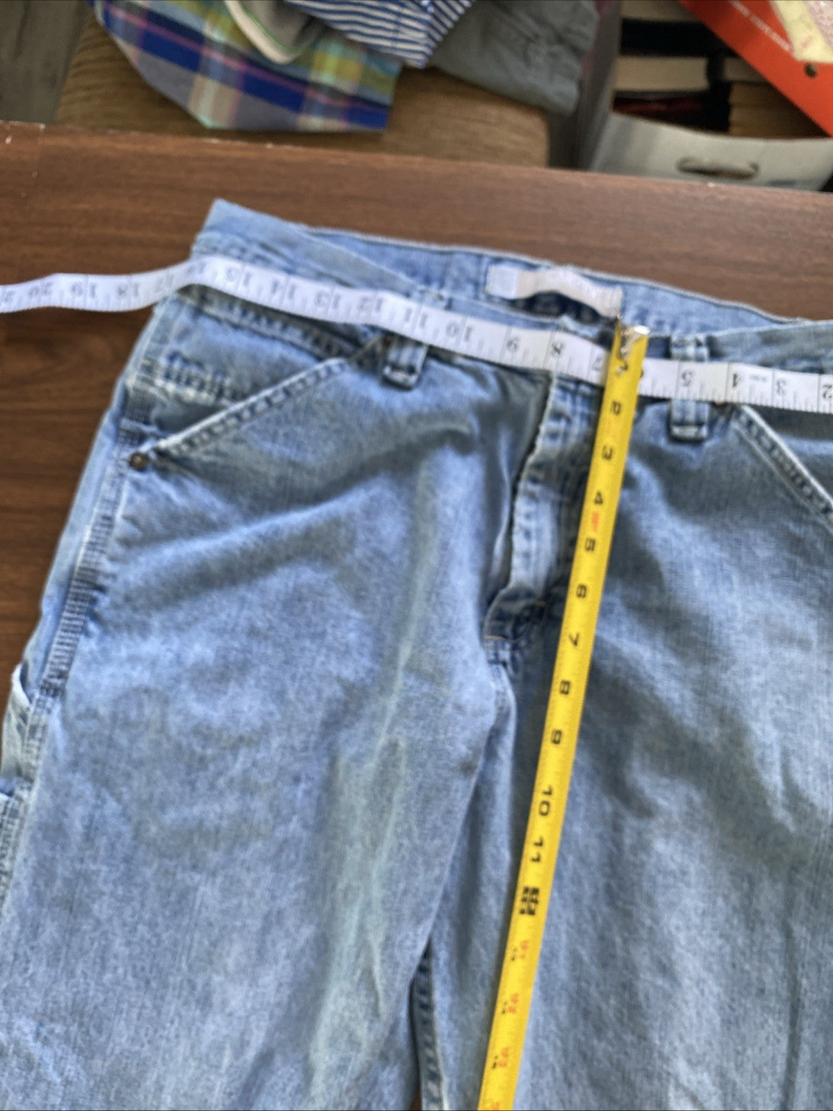 Lee Dungarees Carpenter Jeans Mens 33x32 Blue Denim Workwear Utility Distressed
