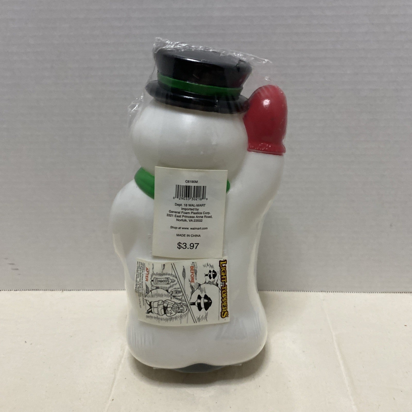 NEW 9" Christmas Waving Scarf & Hat Snowman Lighted Lamp Blow Mold General Foam