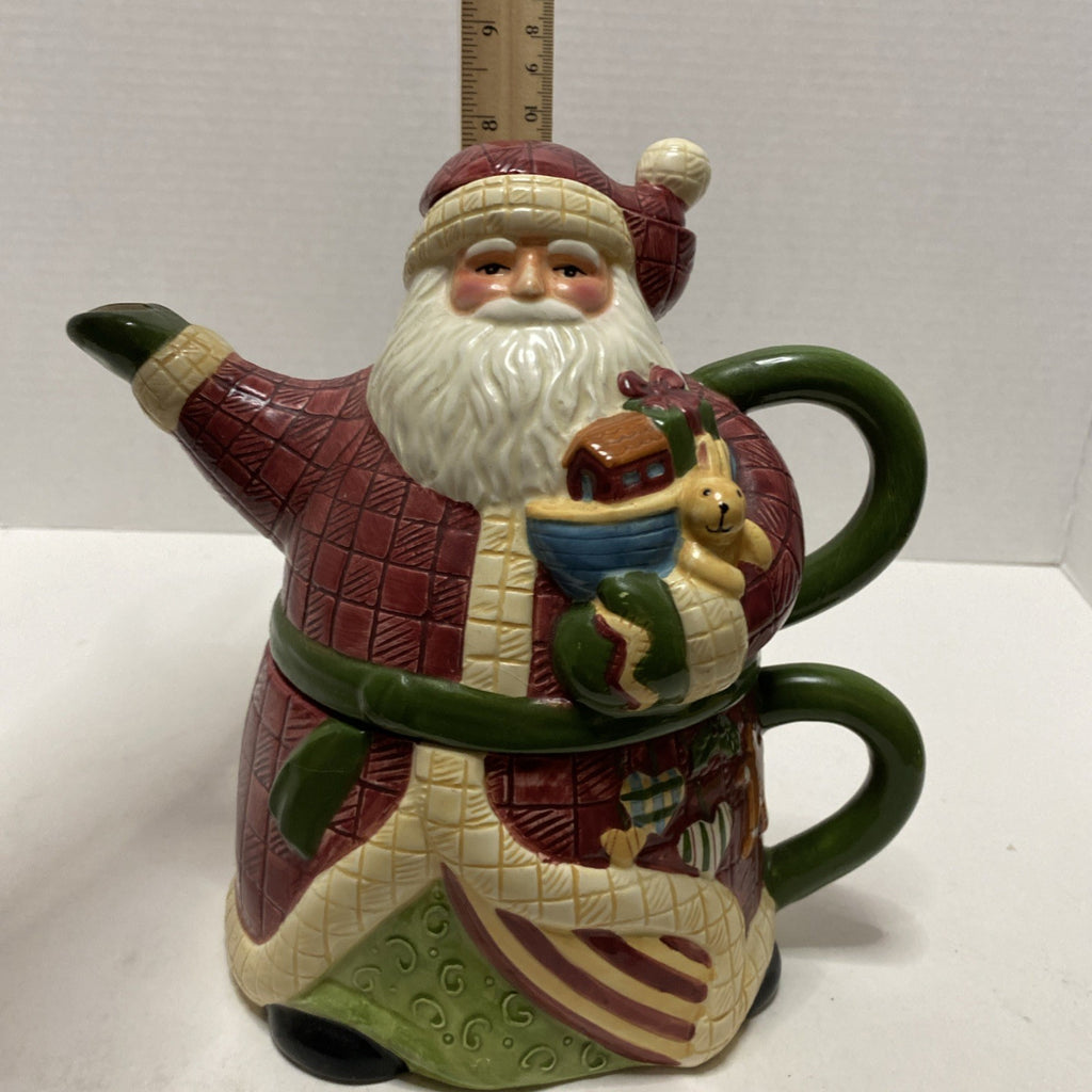 Susan Winget Certified International Company Stacking  Santa Teapot and Mug/ Cup