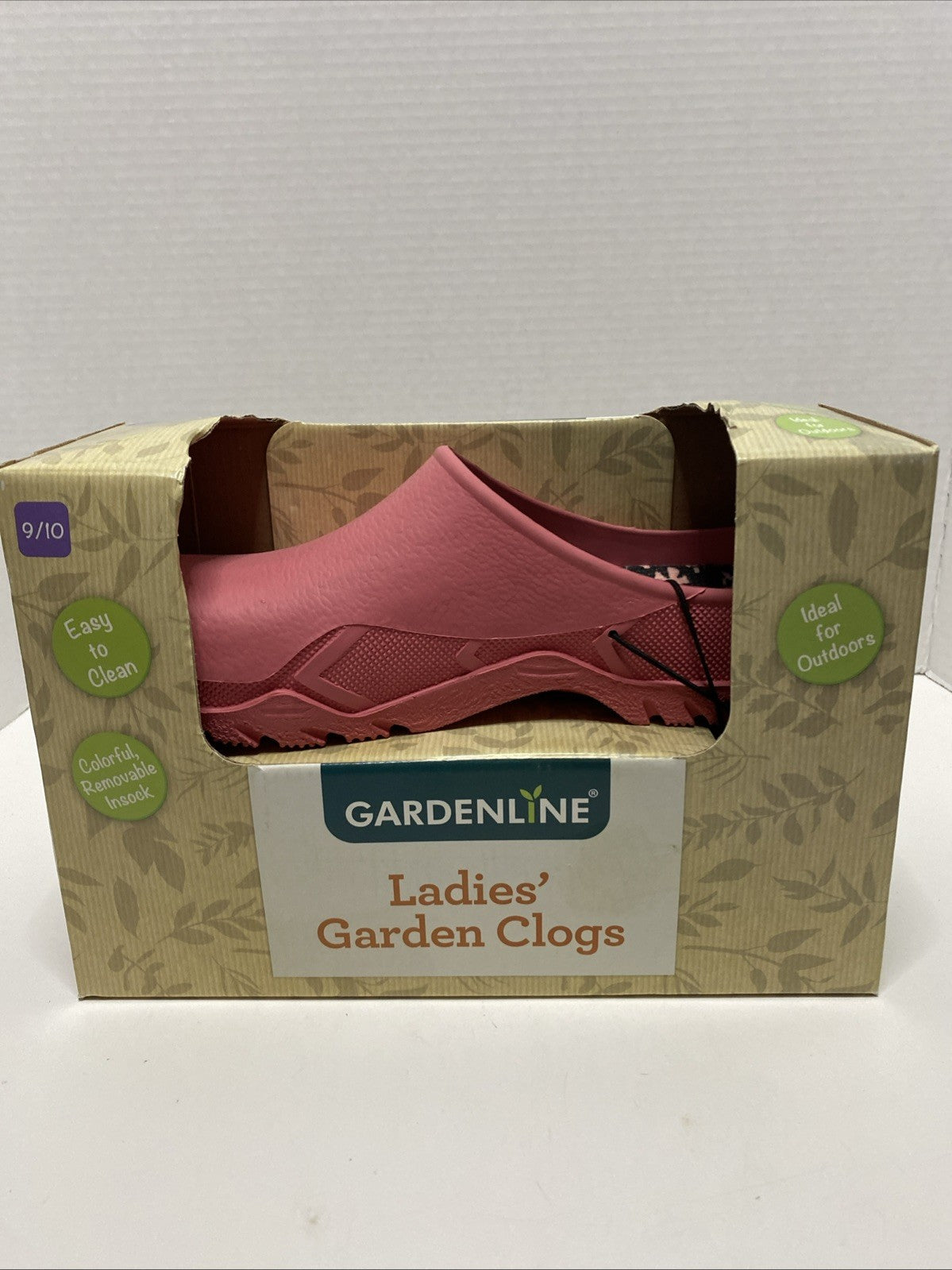 Gardenline Garden Clogs Womens 9/10 Rubber Slip On Removable Pink Color-New