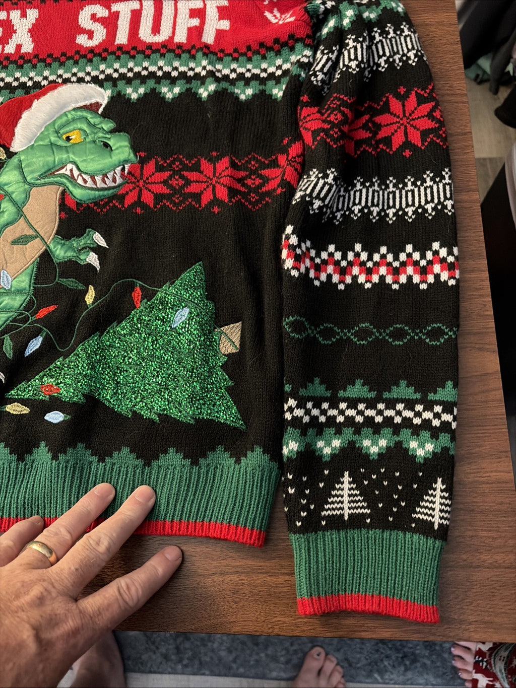 Holiday Time I Rex Stuff Ugly Mens Christmas Holiday Sweater Size M (38-40)