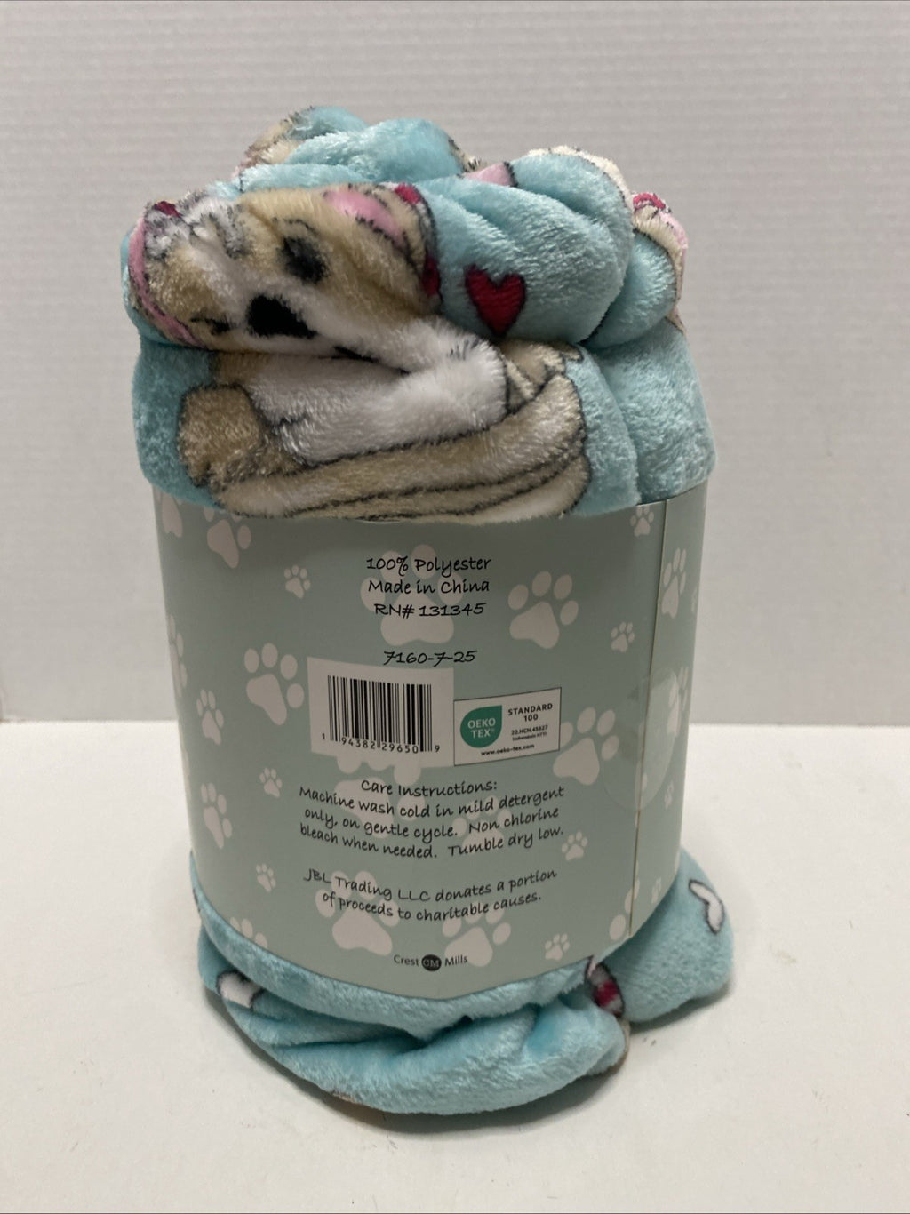 Frankie & June Cute/Puppy Dogs with Glasses White Plush Throw Blanket 50x60 NEW