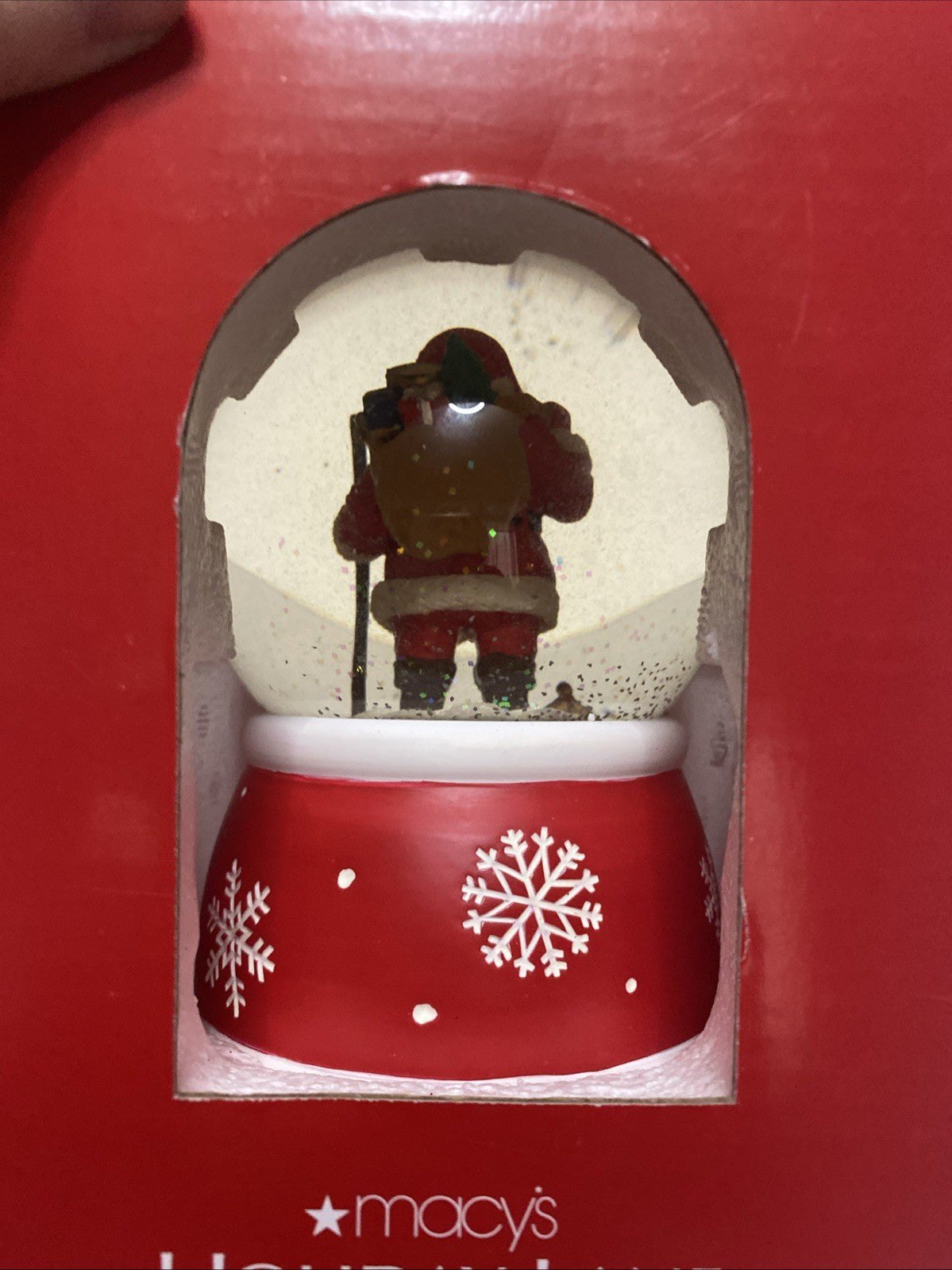 Macy's Holiday Lane Musical Water Globe Santa “ We Wish U Merry Christmas “ New