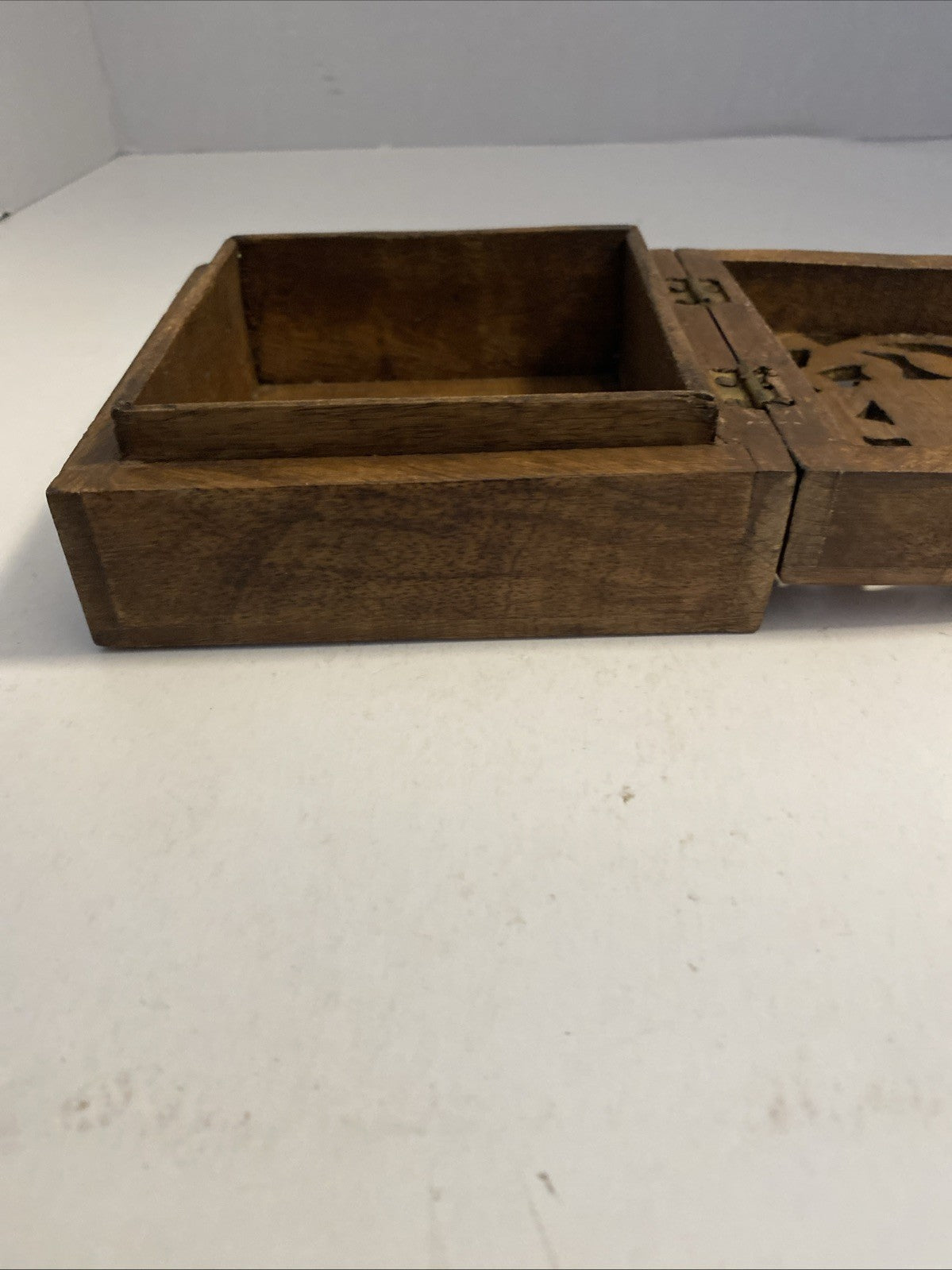 Vintage Hand Crafted Wooden Keepsake Box 5” x 5” x 2.25”