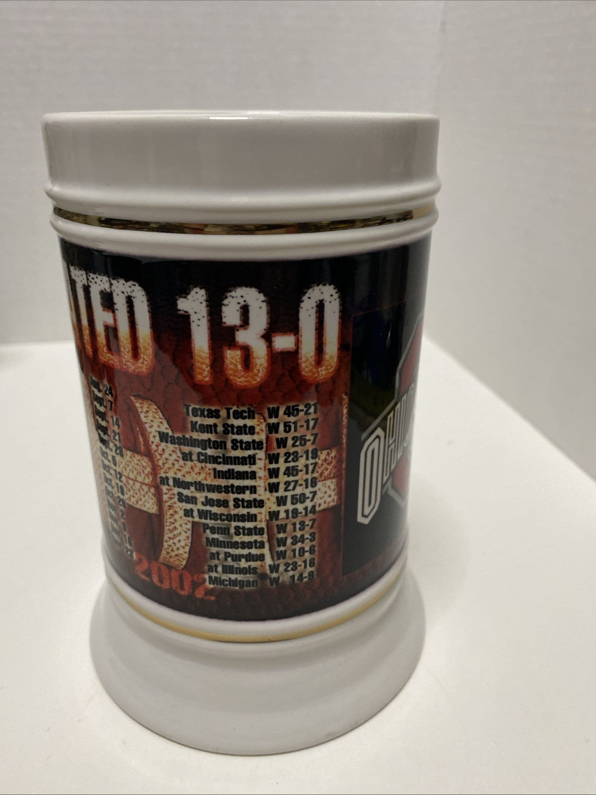 Ohio State Buckeyes 2002 Undefeated Champions Beer Stein Mug 6 1/4" Tall