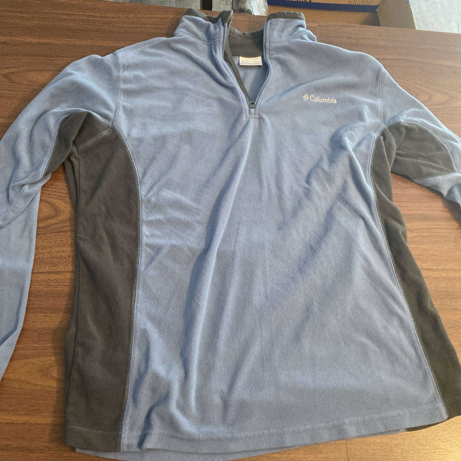 Columbia Sweater Adult Large  Blue Gray Outdoors Fleece Sweatshirt Mens