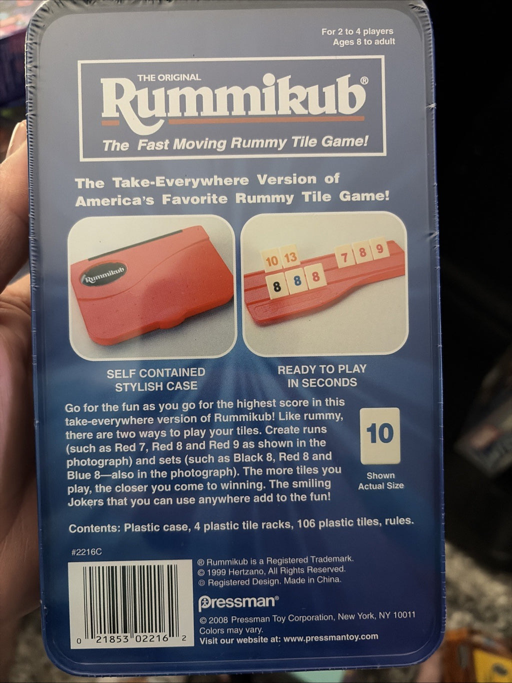 Pressman Rummikub in Travel Tin - The Original Rummy Tile Game 2008 Mini EPT