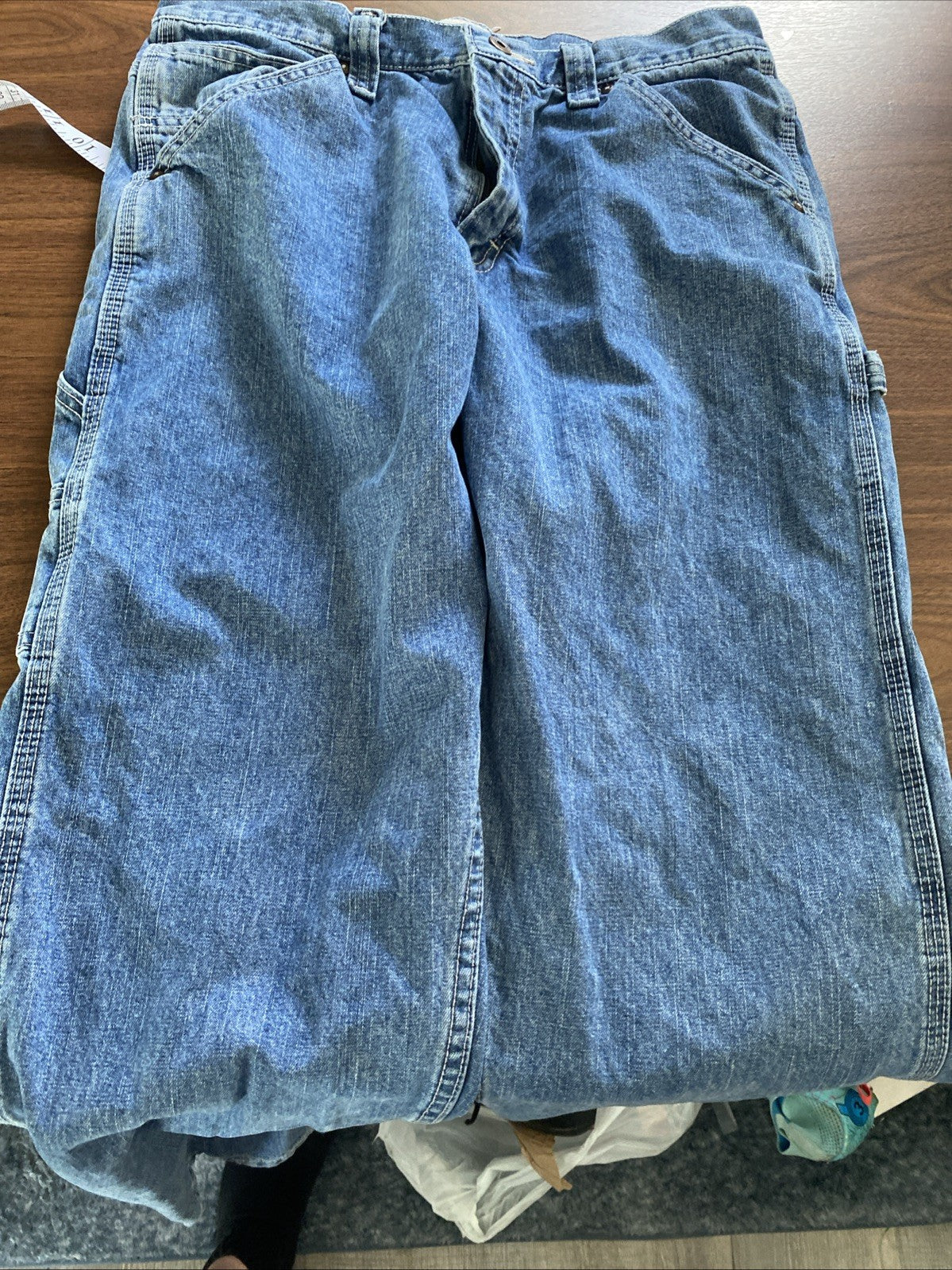 Lee Dungarees Carpenter Jeans Mens 33x32 Blue Denim Workwear Utility Distressed