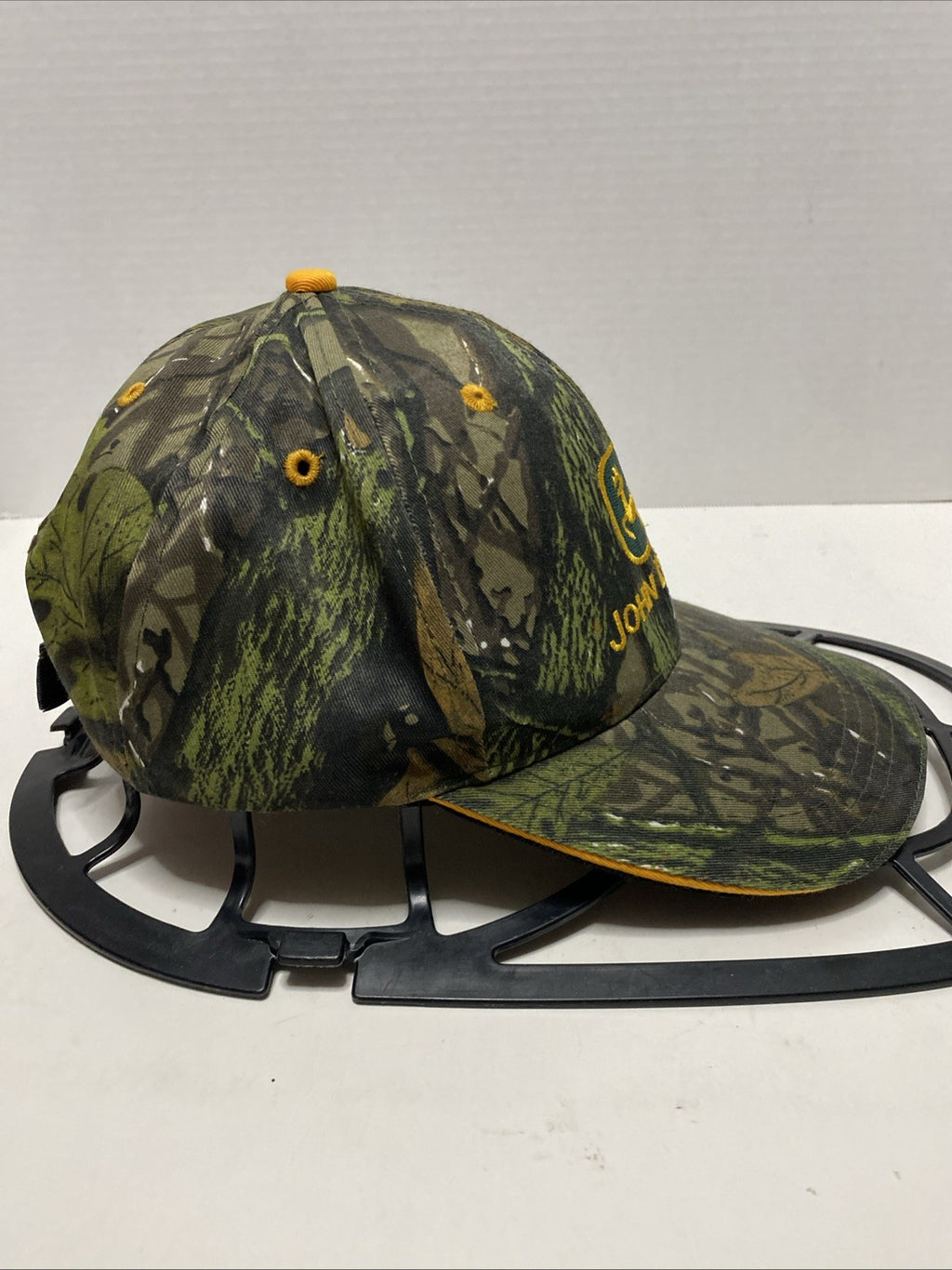 Vintage John Deere Hat Cap Strapback Camo Embroidered Wool Blend 90s Y2K