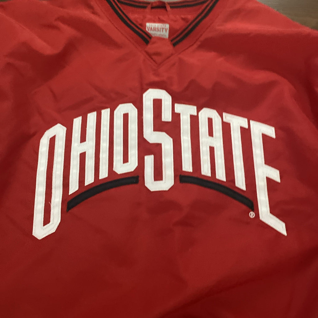 Ohio State Varsity Men XL Red Polyester Pullover Sweatshirt V Neck Windbreaker