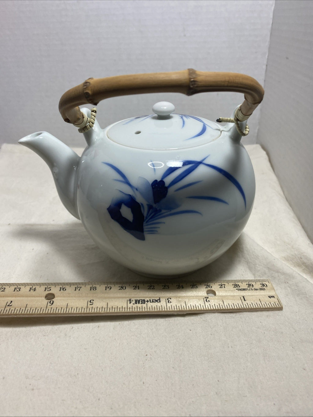 Oriental Blue Bamboo Flower  Teapot