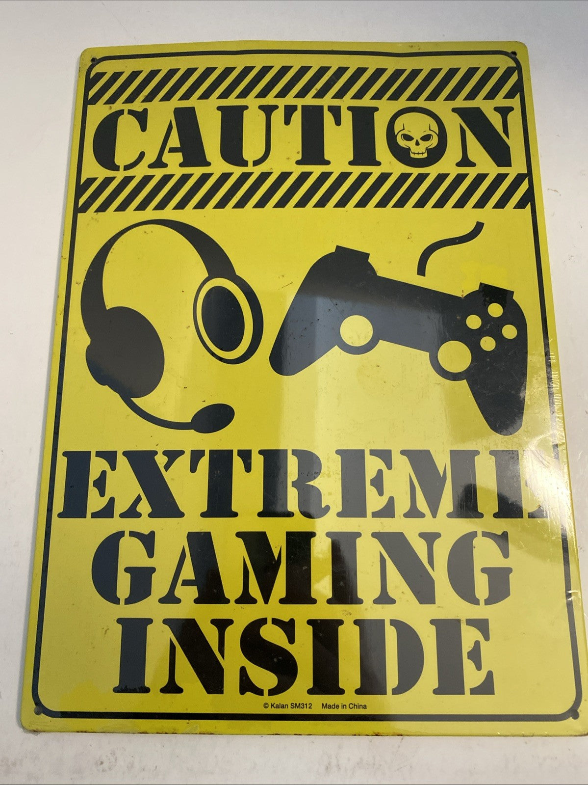 Caution Extreme Gaming Inside Yellow 8x12-Inch Kalan Tin Metal Sign