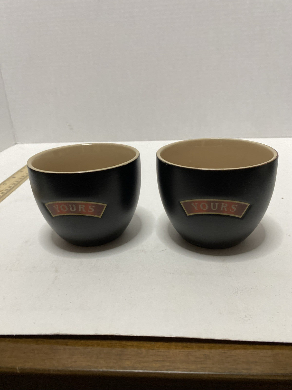 Set Of 2 Small Bailey’s Brown/Gold Tumblers, “Yours And Yours”