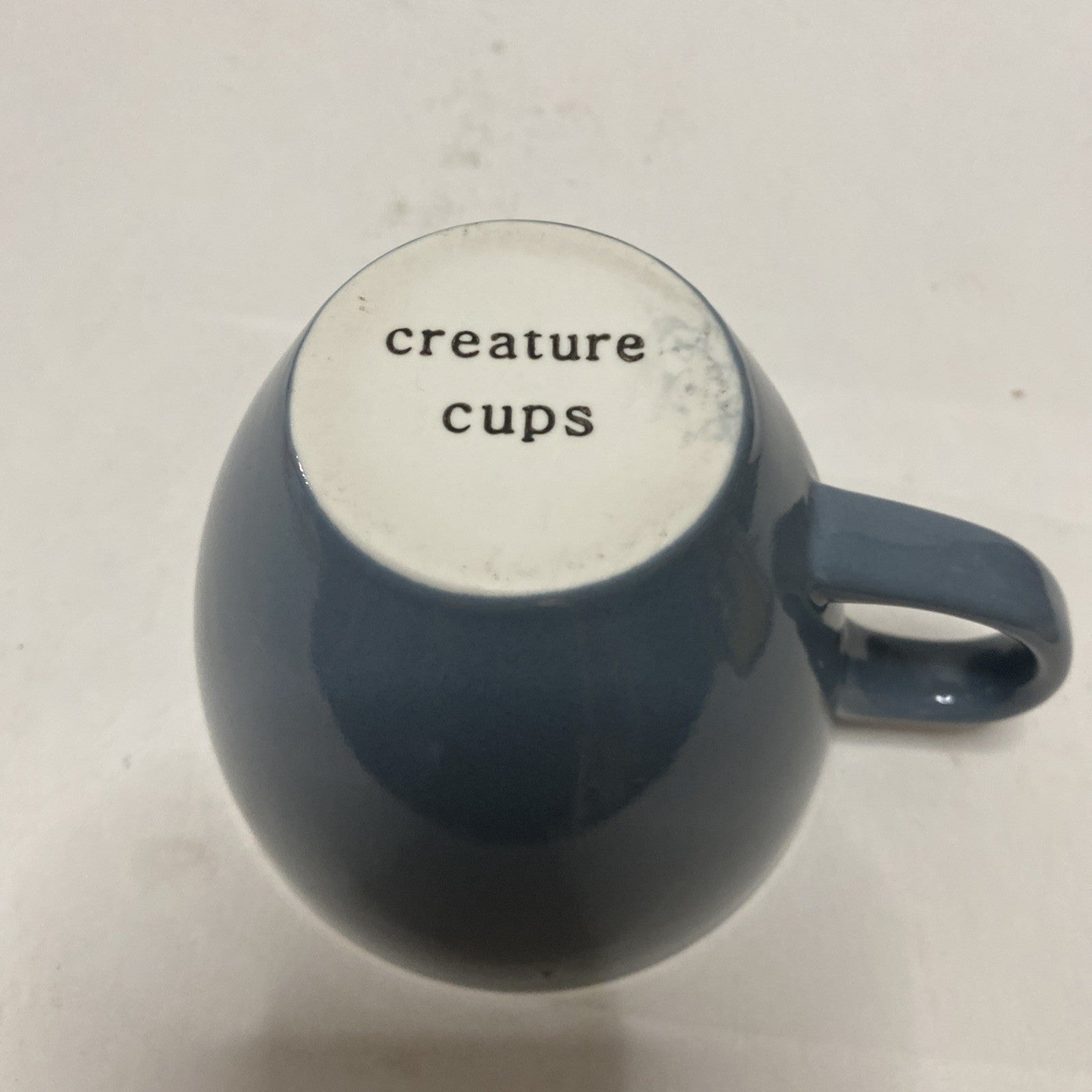Gray Coffee Mug with Peek-a-Boo Bear with Fish - Made by Creature Cups - 8 oz
