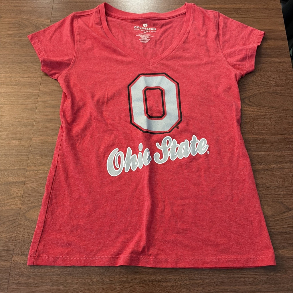 Ohio State Buckeyes V-Neck T-Shirt - Colosseum Women’s Medium Red Dual Blend