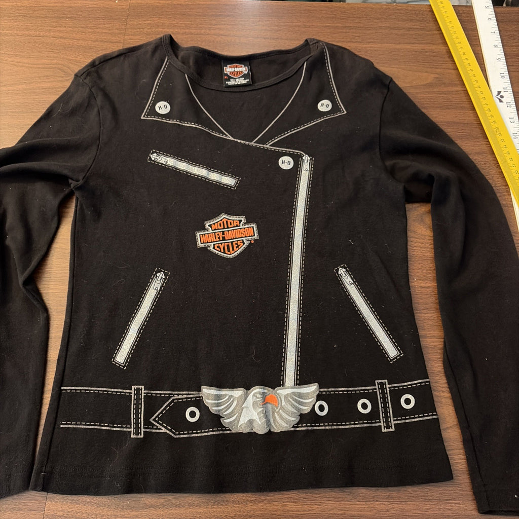 Women’s Harley-Davidson Extra Large Long Sleeve T-Shirt Leather Jacket Look