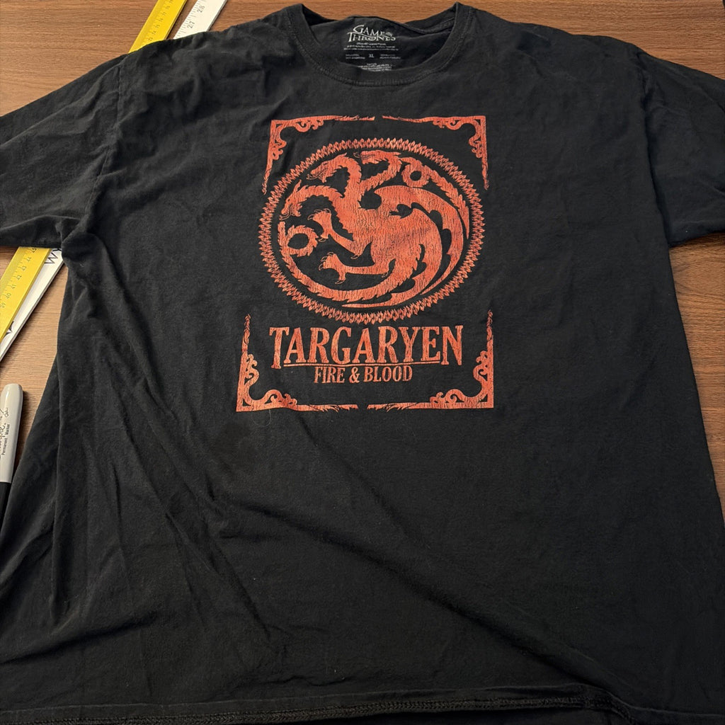 Game of Thrones Mens XL T-Shirt -  Targaryen Sigil Fire Blood Rectangle Image
