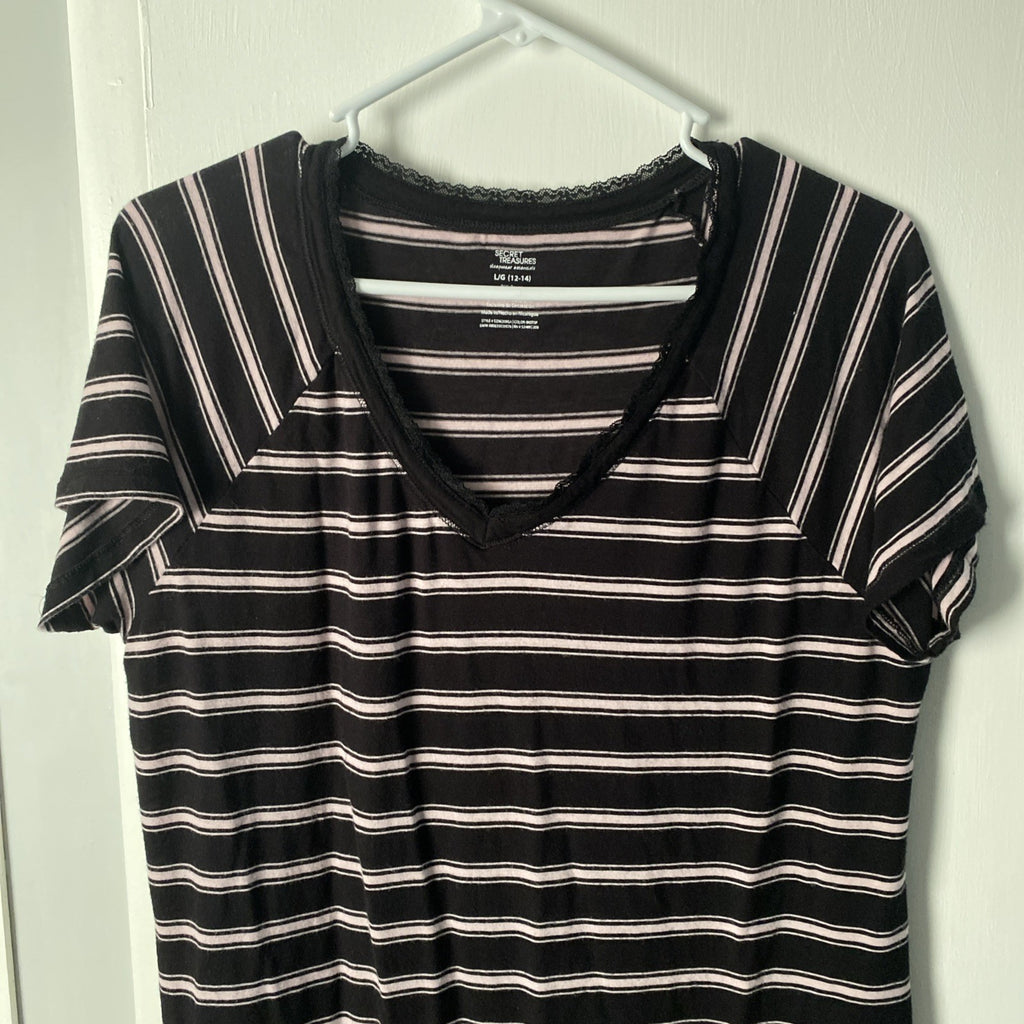 Secret treasures sleepwear essentials large 12–14 cotton short sleeve black dres