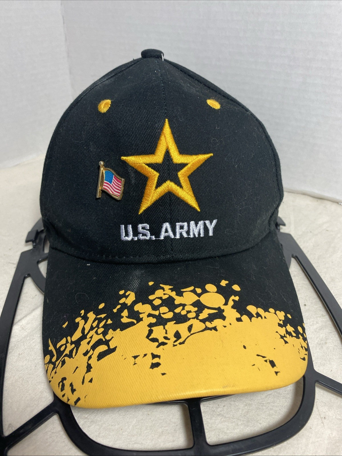 U.S. Army Strong Baseball Cap Black & Yellow Star Logo Adjustable Made in USA