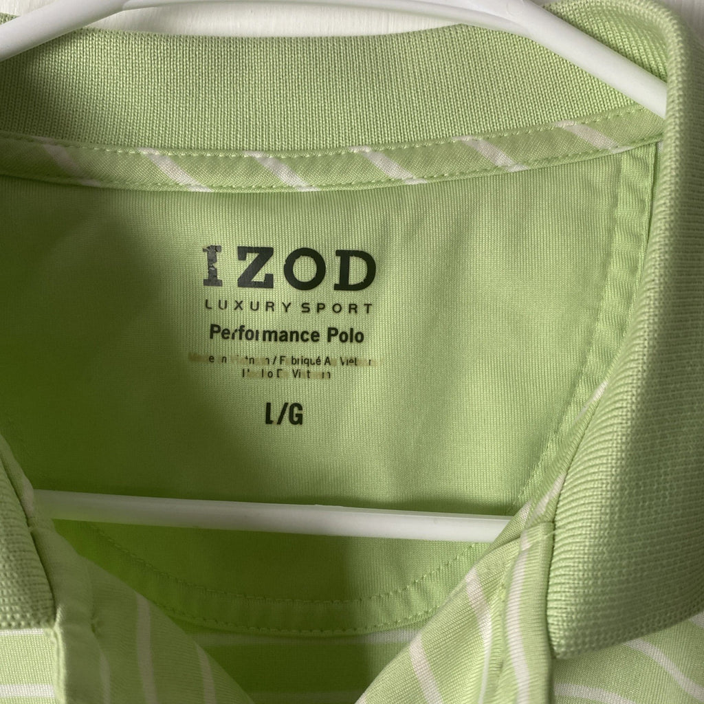 Luxury sports performance polo size large men’s shirt mint green white stripes s