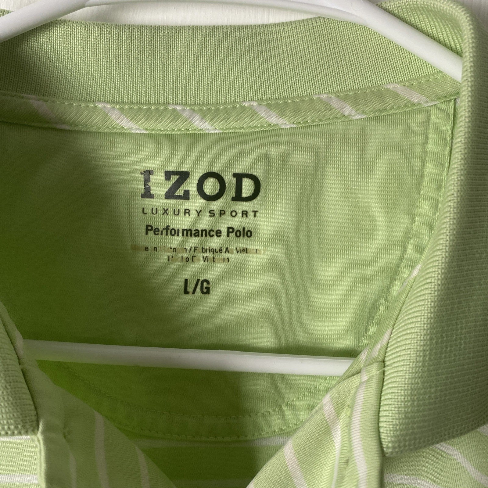 Luxury sports performance polo size large men’s shirt mint green white stripes s