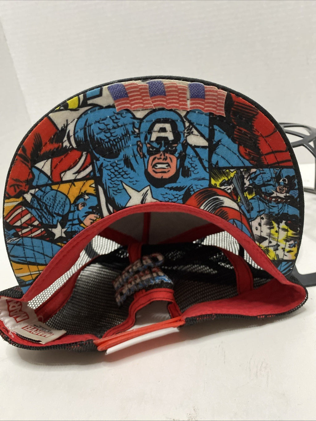 Captain America Marvel Patch Hat All Over Comic Book Mesh Snap Back Trucker Cap