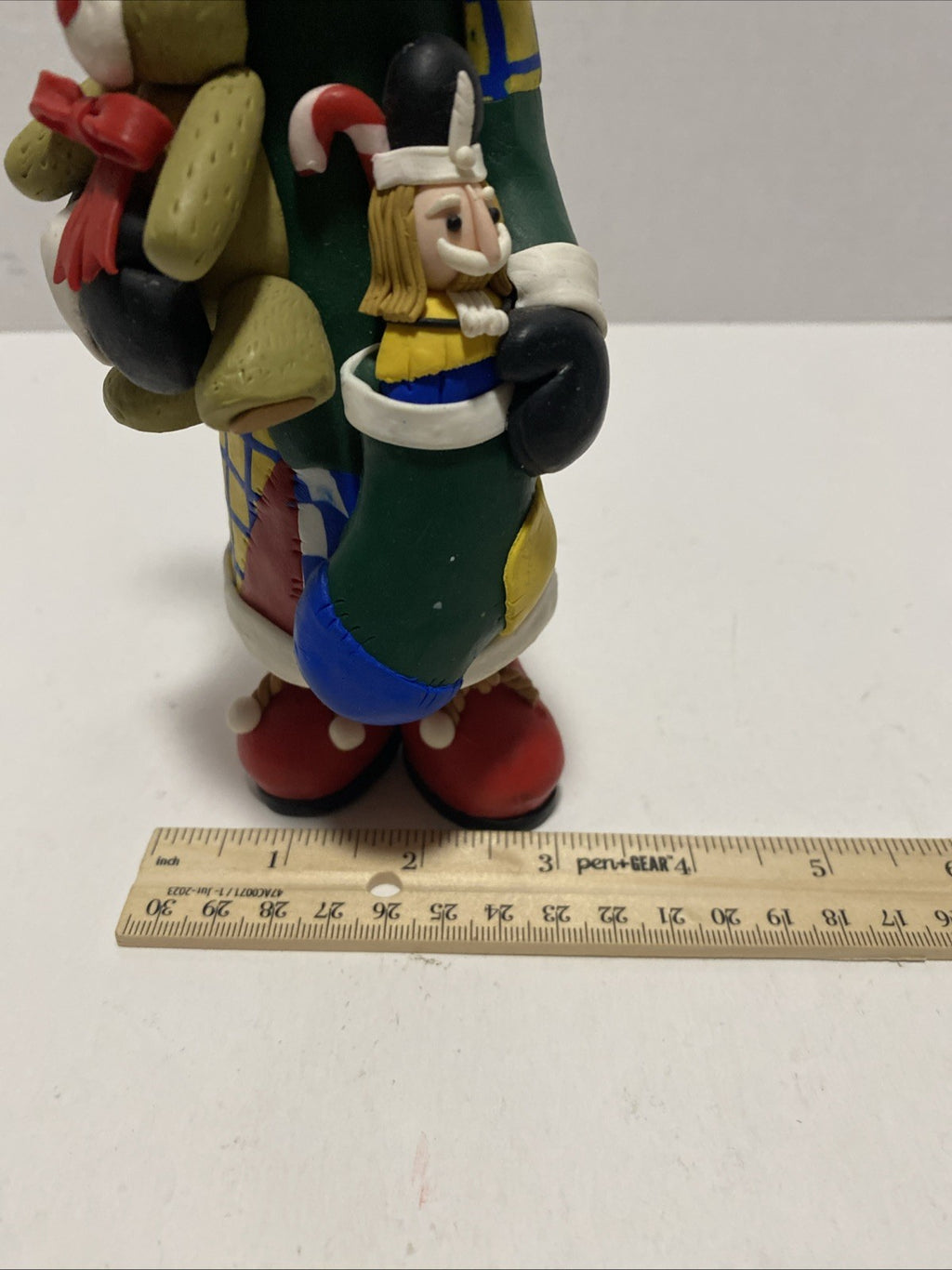 Christmas SANTA Clay  Figurine 12" Vintage 1980's