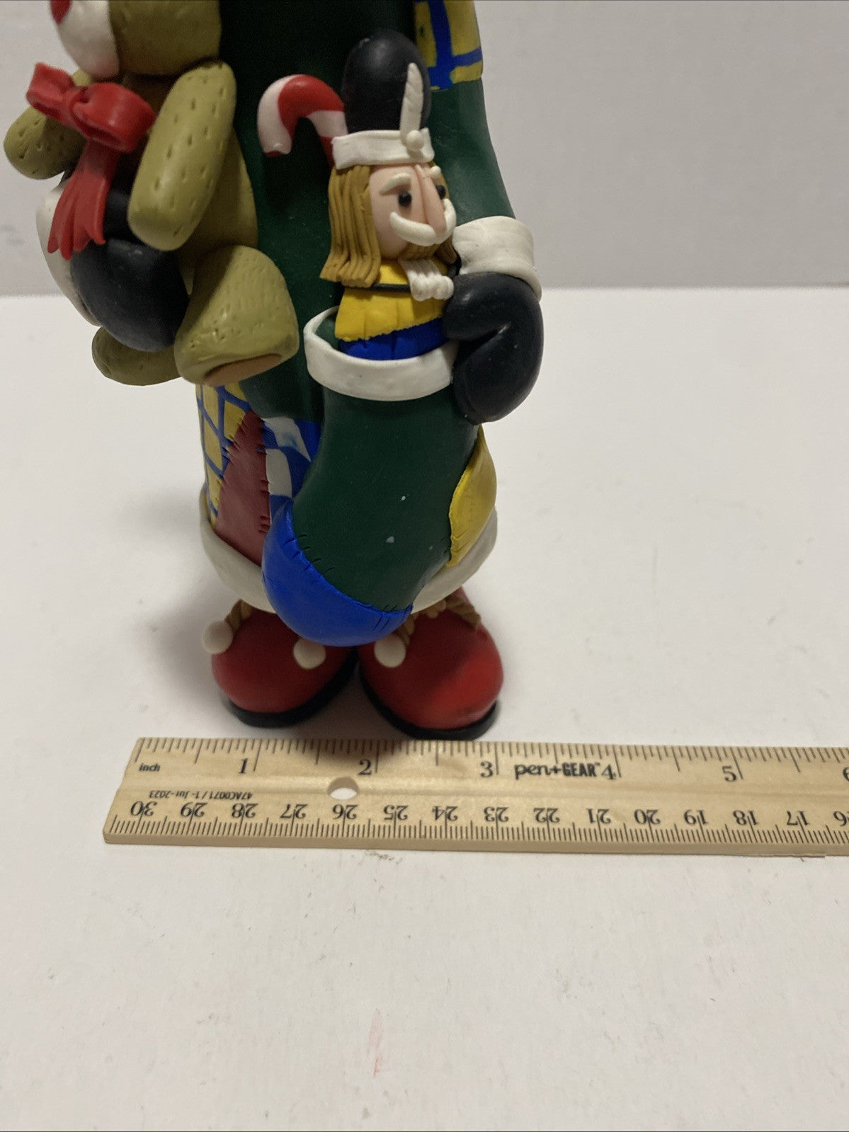 Christmas SANTA Clay  Figurine 12" Vintage 1980's