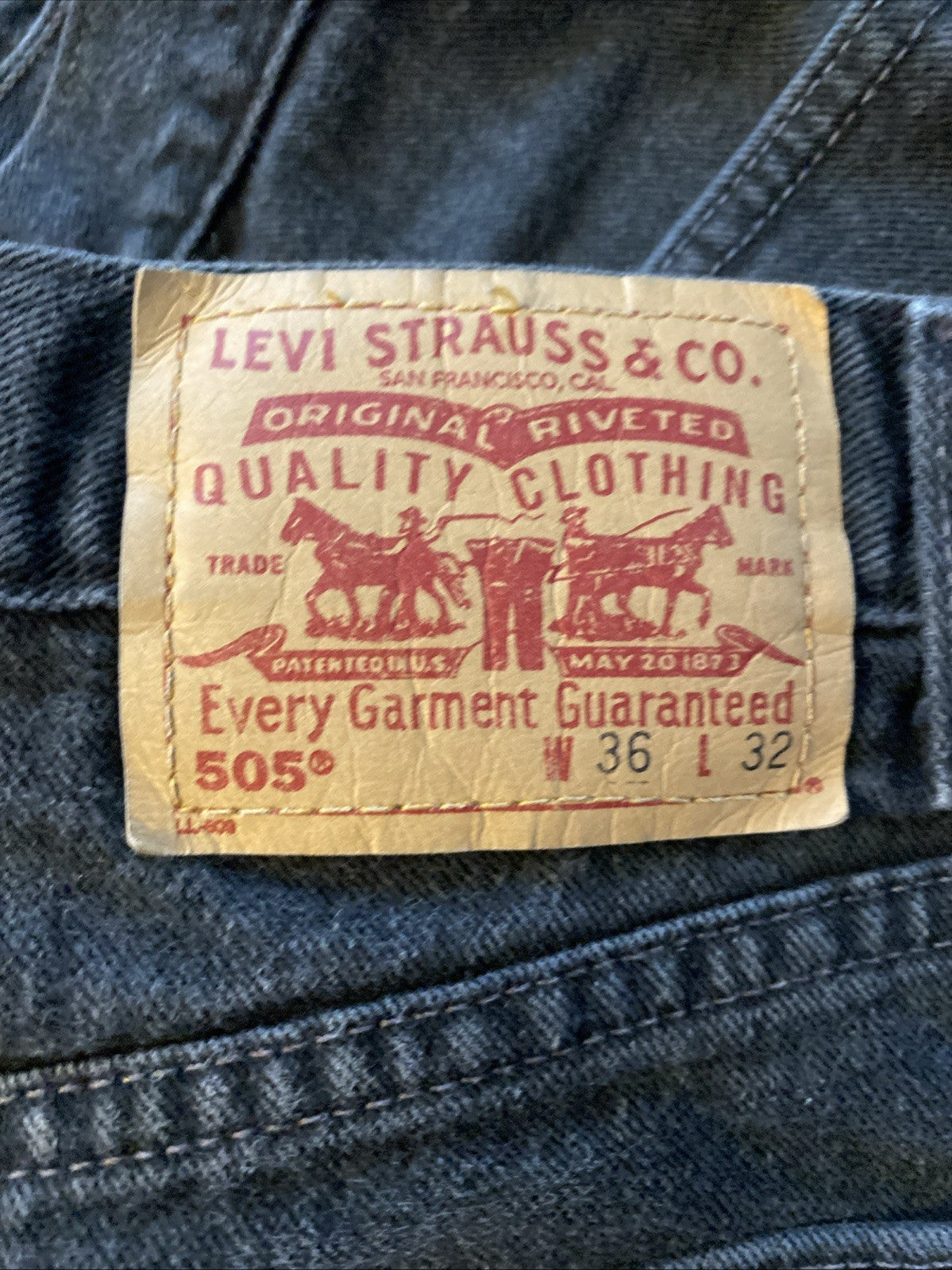 Men’s Levi Strauss 505 36x32 Black Denim