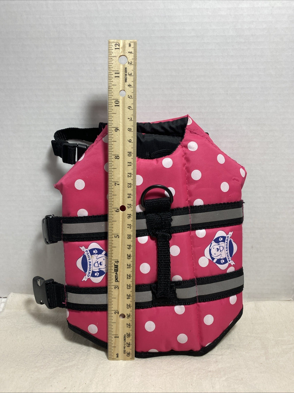 Paws Aboard Life Vest Dog Small Size Pink Polka Dots