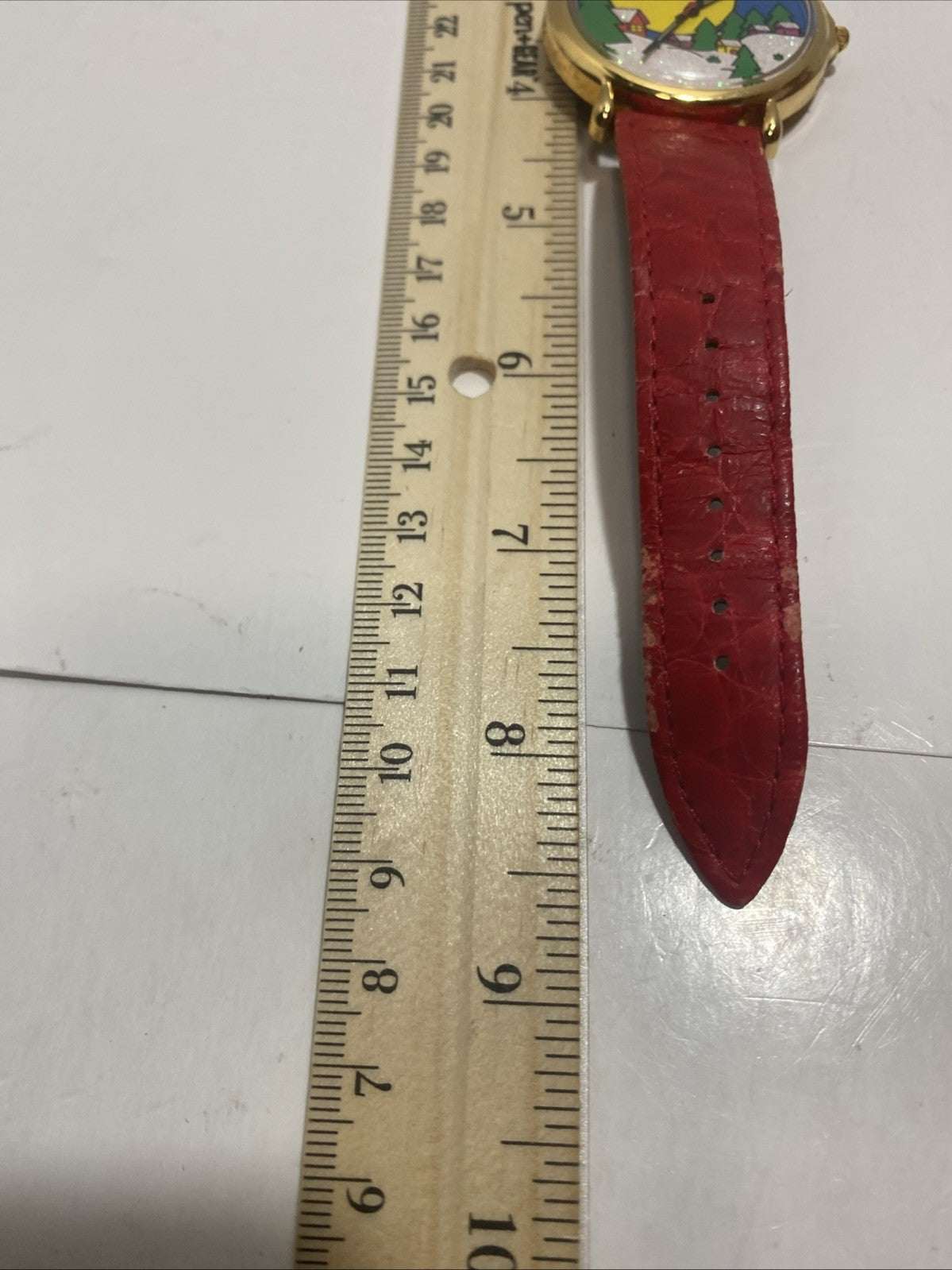 Vintage Christmas watch red band needs battery