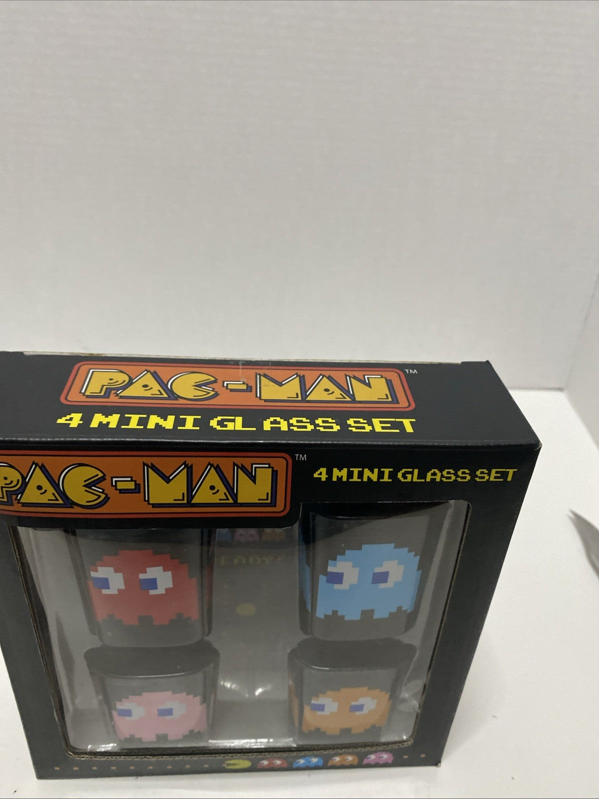 Set Of 4 PAC Man Ghost Mini Glasses New In Box